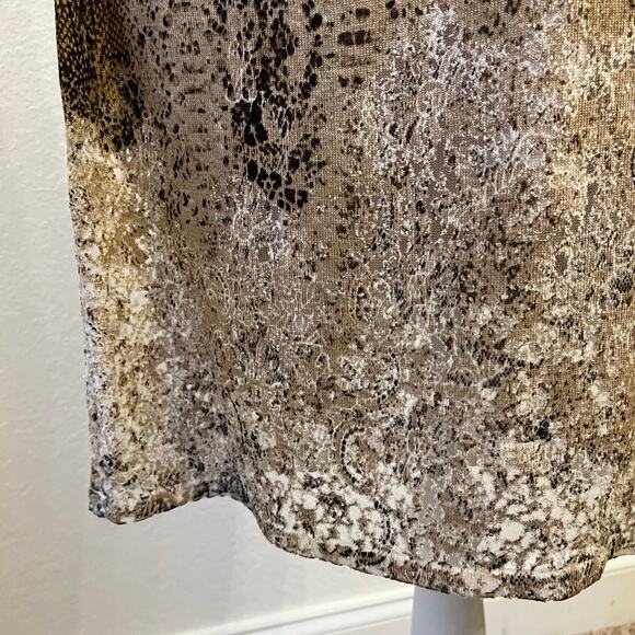 Magaschoni Snakeskin Print Knit Sweater Dress Small Silk Cashmere Sheath Beige - Picture 4 of 15